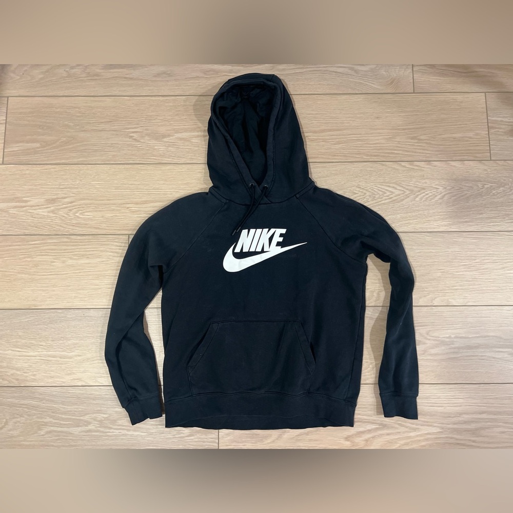 Nike club logo pullover hoodie black and white size small